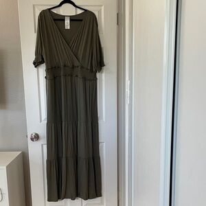 Serra Olive Green Maxi Dress XL